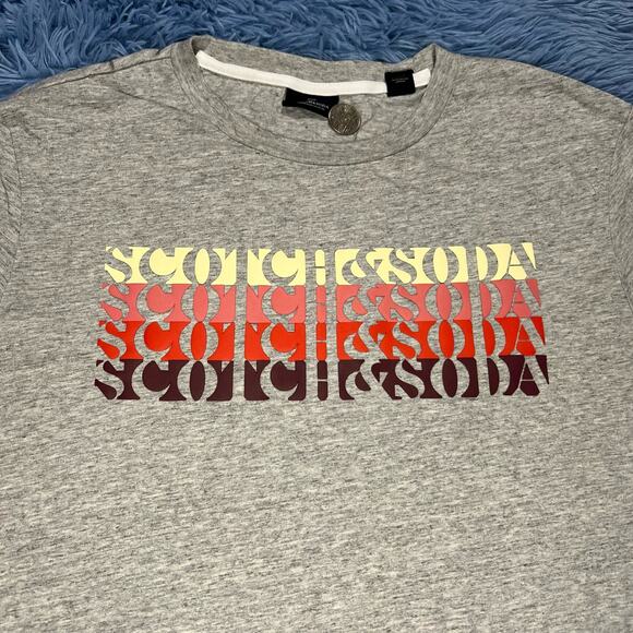 Scotch & Soda Amsterdam Spell Out Graphic Shirt Size Medium Mens Gray Multicolor - Picture 3 of 10